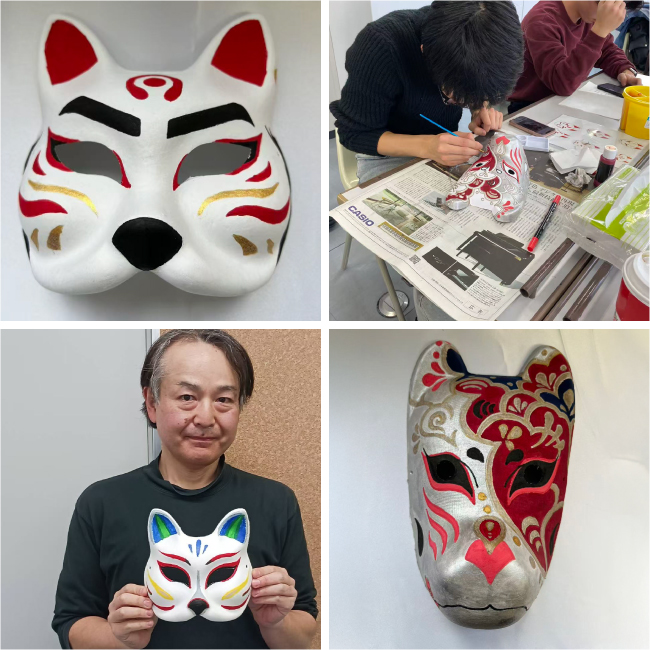 狐の面の絵付け